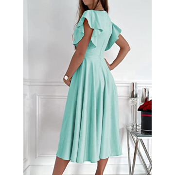 Elegant Dokotoo Midi Dress for Wedding Guests Sky Blue XL