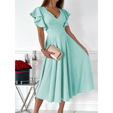Elegant Dokotoo Midi Dress for Wedding Guests Sky Blue XL