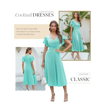 Elegant Dokotoo Midi Dress for Wedding Guests Sky Blue XL