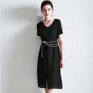 Suyi Silver Chain Belts for Women Waist Chain Belt Multilayer Body Belly Chain Plus Size 130CM Silve...