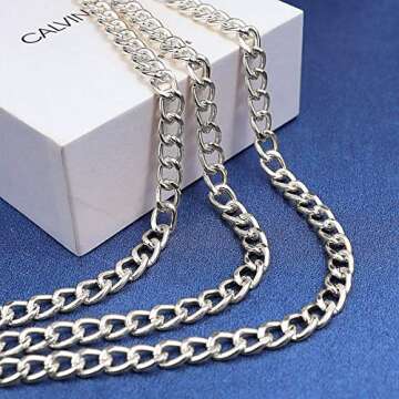 Suyi Silver Chain Belts for Women Waist Chain Belt Multilayer Body Belly Chain Plus Size 130CM Silver