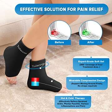 Ankle Foot Ice Pack Wrap for Injuries, Reusable Gel Ice Pack for Hot & Cold Therapy, Cold Therapy Compression Sleeve for Achilles Tendonitis,Plantar Fasciitis,Swelling,Sprained,Pain Relief