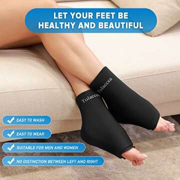 Ankle Foot Ice Pack Wrap for Injuries, Reusable Gel Ice Pack for Hot & Cold Therapy, Cold Therapy Compression Sleeve for Achilles Tendonitis,Plantar Fasciitis,Swelling,Sprained,Pain Relief