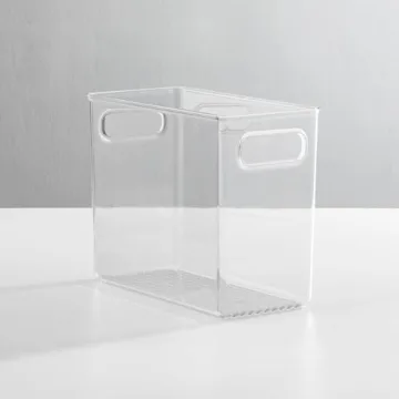 mDesign Clear Stackable Storage Bins - 4 Pack Essential
