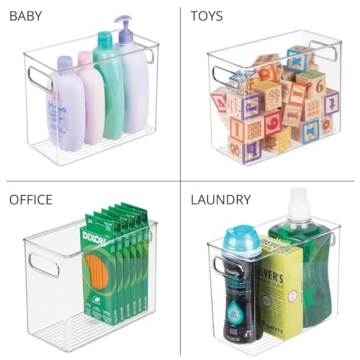 mDesign Clear Stackable Storage Bins - 4 Pack Essential