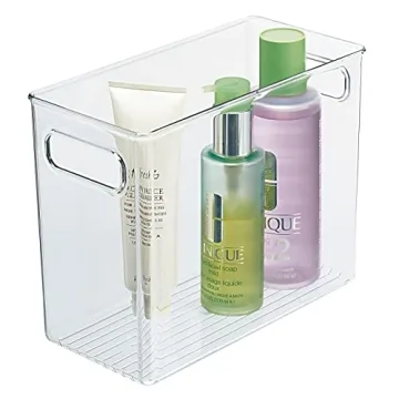 mDesign Clear Stackable Storage Bins - 4 Pack Essential
