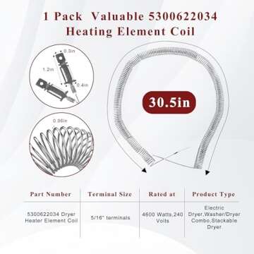 5300622034 Dryer Heating Element for Frigidaire & More