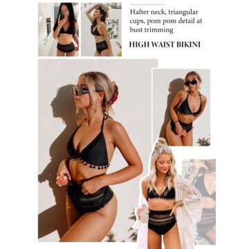 AZOKOE Women's Halter High Waist Bikini Set - Chic & Stylish