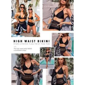 AZOKOE Women's Halter High Waist Bikini Set - Chic & Stylish