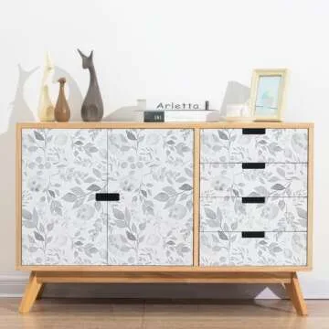 Mecpar Grey Breezy Leaves Wallpaper Peel and Stick Design