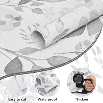 Mecpar Grey Breezy Leaves Wallpaper Peel and Stick Design