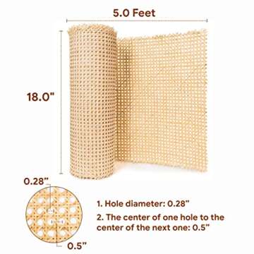 18" Width Rattan Cane Webbing Roll 5 Feet Hexagon Weave Rattan Fabric Furniture Woven Rattan Sheets ...