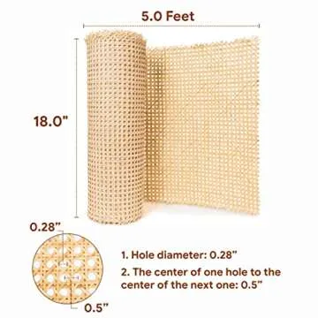 18" Width Rattan Cane Webbing Roll 5 Feet Hexagon Weave Rattan Fabric Furniture Woven Rattan Sheets ...