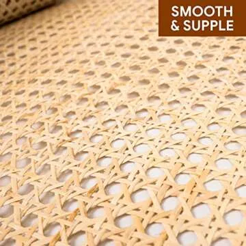 18" Width Rattan Cane Webbing Roll 5 Feet Hexagon Weave Rattan Fabric Furniture Woven Rattan Sheets for Crafts Cane Weave Rattan Material Natural Chair Caning Supplies Wicker (5 Feet)