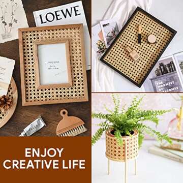 18" Width Rattan Cane Webbing Roll 5 Feet Hexagon Weave Rattan Fabric Furniture Woven Rattan Sheets for Crafts Cane Weave Rattan Material Natural Chair Caning Supplies Wicker (5 Feet)