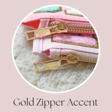 Clear Pouch with Patches, Varsity Letter Patches, Personalized Gift, Clear Bag, Makeup Bag, Snack Bag Pouch for Travel (Teach (ivory))