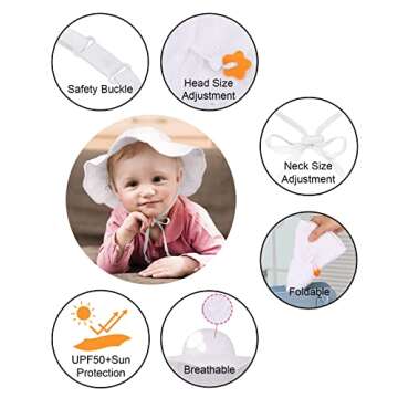SimpliKids UPF 50+ UV Sun Protection Wide Brim Baby Sun Hat,White2, 2-4 Years