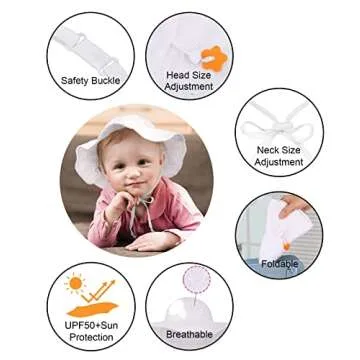 SimpliKids UPF 50+ UV Sun Protection Wide Brim Baby Sun Hat,White2, 2-4 Years
