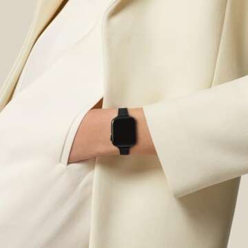 STIROLL Slim Leather Bands Compatible with Apple Watch Band 38mm 40mm 41mm 42mm(Series 10), Top Grain Leather Watch Thin Wristband for iWatch Ultra SE Series 10/9/8/7/6/5/4/3/2/1(Black with Black)