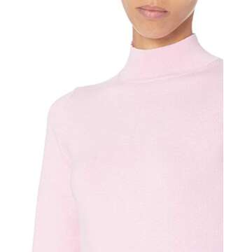 Amazon Essentials Women's Lightweight Mockneck Sweater (Available in Plus Size), Light Pink, Small