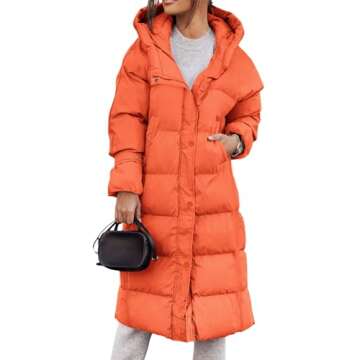 Yousify Warm Winter Coats for Women Fall Windbreaker Down Jacket with Hood 2023 Orange XL