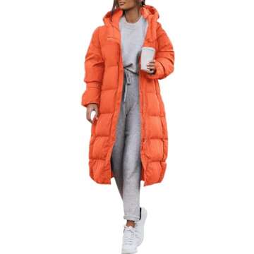 Yousify Warm Winter Coats for Women Fall Windbreaker Down Jacket with Hood 2023 Orange XL