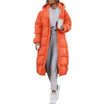 Yousify Warm Winter Coats for Women Fall Windbreaker Down Jacket with Hood 2023 Orange XL