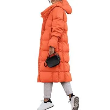 Yousify Warm Winter Coats for Women Fall Windbreaker Down Jacket with Hood 2023 Orange XL