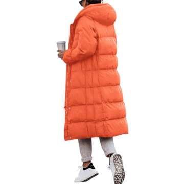 Yousify Warm Winter Coats for Women Fall Windbreaker Down Jacket with Hood 2023 Orange XL