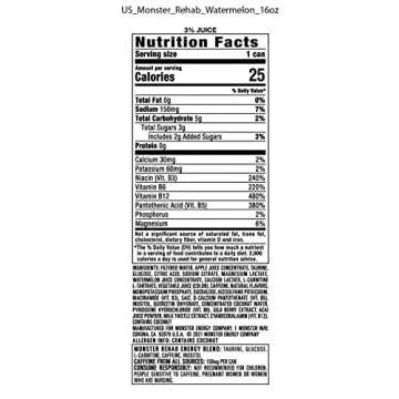 Rehab Monster Watermelon + Energy 15.5oz (Pack of 24)
