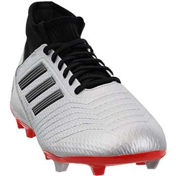 adidas Predator 19.3 Firm Ground Soccer Shoe (mens) Silver Metallic/Black/Hi-res Red 6.5