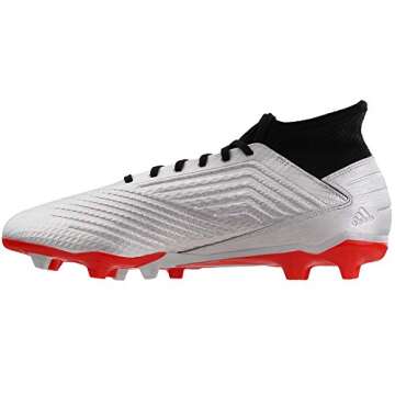 adidas Predator 19.3 Firm Ground Soccer Shoe (mens) Silver Metallic/Black/Hi-res Red 6.5