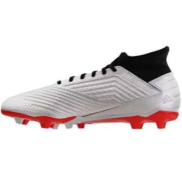adidas Predator 19.3 Firm Ground Soccer Shoe (mens) Silver Metallic/Black/Hi-res Red 6.5