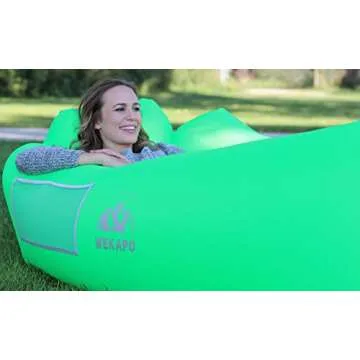 WEKAPO Inflatable Lounger Air Sofa Hammock-Portable,Water Proof& Anti-Air Leaking Design-Ideal Couch for Backyard Lakeside Beach Traveling Camping Picnics & Music Festivals (Green)