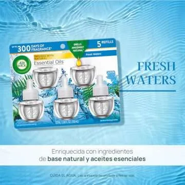 Air Wick Scented Oil Refill, 5ct, Fresh Waters, Air Freshener, Essential Oils