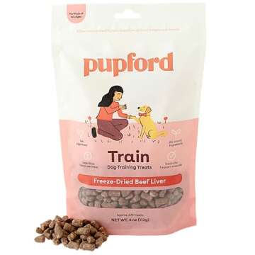 Pupford Freeze Dried Training Treats Bundle for Dogs & Puppies, 1400+ Limited Ingredient Bites (Beef Liver + Chicken + Salmon, 4oz)