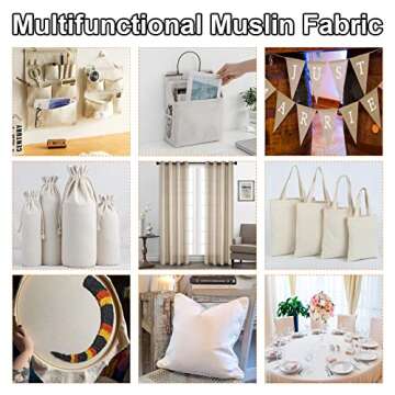 Muslin Fabric 10 Yards Linen Fabric 63 Inches Wide Textile Unbleached Beige Brown Cotton Fabric Soft&Smooth Embroidery Fabric Reusable&Washable Muslin Cloth for Sewing Embroidery Decor DIY Projects