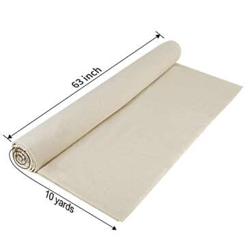 Muslin Fabric 10 Yards Linen Fabric 63 Inches Wide Textile Unbleached Beige Brown Cotton Fabric Soft&Smooth Embroidery Fabric Reusable&Washable Muslin Cloth for Sewing Embroidery Decor DIY Projects