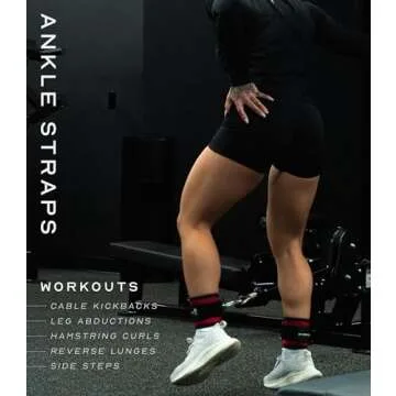 Gymreapers Ankle Straps (Pair) For Cable Machine Kickbacks, Glute Workouts, Lower Body Exercises - Adjustable Leg Straps with Neoprene Padding (Red, Pair)