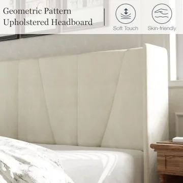 HAOARA Queen Velvet Upholstered Bed Frame with Headboard