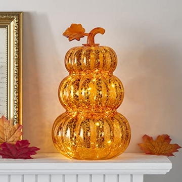 Elegant Orange Glass Pumpkin Stack for Autumn Decor