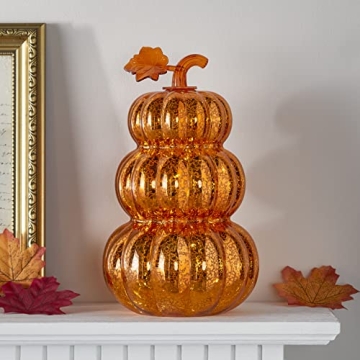 Elegant Orange Glass Pumpkin Stack for Autumn Decor
