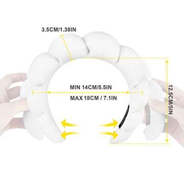 Spa Headband for Women, 2 Pack Makeup Headband Sponge Spa Headband Terry Towel Hair Band Accessories for Spa Face Washing Makeup Shower, Black and White