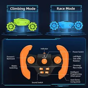 AONGAN RC Car, Remote Control Crawler, RC Stunt Car with Gesture Controller, 2.4 Ghz Rechargeable Transformable Remote Control Car with Impressive Sound, Ideal Gift for Kids Aged 6+ Years Old, Green