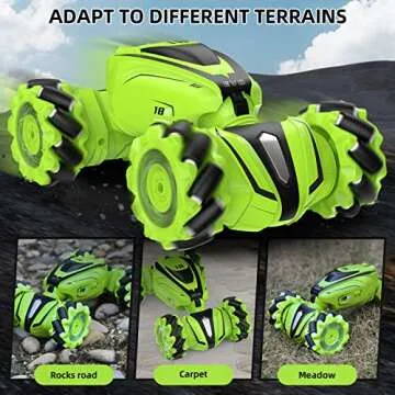 AONGAN RC Car, Remote Control Crawler, RC Stunt Car with Gesture Controller, 2.4 Ghz Rechargeable Transformable Remote Control Car with Impressive Sound, Ideal Gift for Kids Aged 6+ Years Old, Green