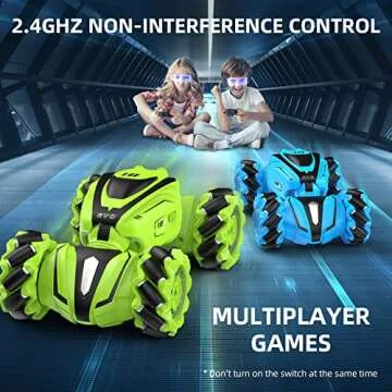 AONGAN RC Car, Remote Control Crawler, RC Stunt Car with Gesture Controller, 2.4 Ghz Rechargeable Transformable Remote Control Car with Impressive Sound, Ideal Gift for Kids Aged 6+ Years Old, Green