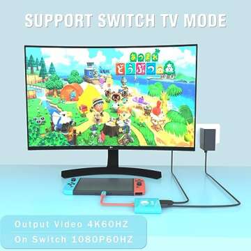 Switch Dock for Nintendo Switch Docking Station, Portable Switch TV Dock Adapter Compatible Nintendo Switch/OLED/Steam Deck Support Switch TV Mode with HDMI2.0, Replacement Travel Dock for Switch