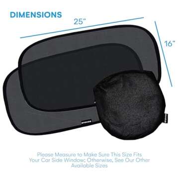 Enovoe Car Window Shade for Baby - (2 Pack) UV Protection Breathable Mesh Baby Window Covers - Sun Shade Blocker, Cling Window Cover - Glare Shield and UV Rays Protection for Your Child - XL 25" x 16"