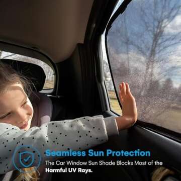 Enovoe Car Window Shade for Baby - (2 Pack) UV Protection Breathable Mesh Baby Window Covers - Sun Shade Blocker, Cling Window Cover - Glare Shield and UV Rays Protection for Your Child - XL 25" x 16"