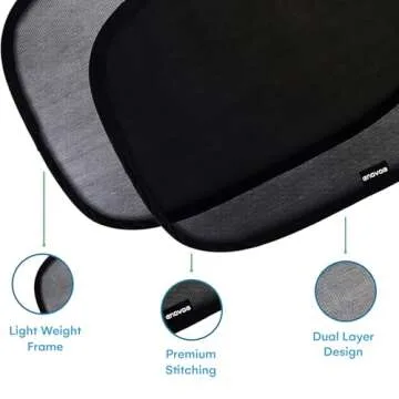 Enovoe Car Window Shade for Baby - (2 Pack) UV Protection Breathable Mesh Baby Window Covers - Sun Shade Blocker, Cling Window Cover - Glare Shield and UV Rays Protection for Your Child - XL 25" x 16"